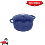Lodge 5.5 Quart Enameled Cast Iron Dutch Oven Indigo Blue Pot W/ Lid Cookware. Fixed Price $53.99.