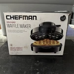 Chefman RJ04-4RV Perfect Pour Volcano Belgian Waffle Maker (missing Top Funnel). Fixed Price $10.39.