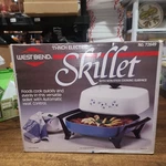 New Vintage 80'S West Bend 11" Electric Skillet Non-stick Surface, Blue Floral. Fixed Price $38.87.