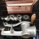 Vintage Food And Meat Chopper 1551 Universal Original Box. Fixed Price $39.95.