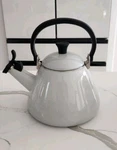 Creuset Enameled Steel 1.7 Quart Whistling Tea Kettle, Gray. Fixed Price $59.00.