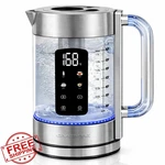 Ovente Silver Glass Electric Kettle 1.7L Led Temp Control Cool Touch. Fixed Price $80.99.