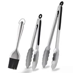 Stainless Steel Kitchen Tongs & Basting Brush Set Heat Resistant Up 6. Fixed Price $22.51.