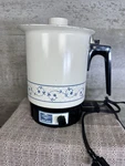 Vintage West Bend Hot Pot 2-6 Cup Electric 36OZ Heat And Serve Blue Floral Usa. Fixed Price $25.00.