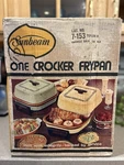 Vintage 1974 New Sealed Box One Crocker Electric Frypan Sunbeam Cat# 7-153. Fixed Price $159.00.