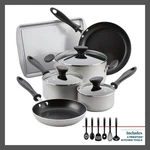 Farberware 15PC Aluminum Cookware Set 350F Silver Reliance Tools Pot Pan. Fixed Price $39.09.