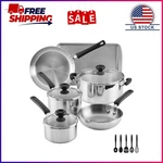 Farberware Suresteel 14 Pcs Stainless Cookware Set Includes Baking Pan And. Fixed Price $76.99.