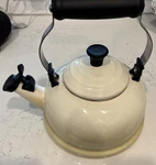 Vintage Creuset Whistling Tea Kettle Pot 1.7 Qt White Enamel Steel, Cream. Fixed Price $34.00.