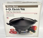 Vintage West Bend 6 Quart Electric Wok Black 79117 New Open Box 1993. Fixed Price $69.99.