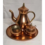 Vtg. Odi Copper Stainless Steel Tea/coffee Set Pitcher Creamer Sugar Bowl & Tray. Fixed Price $39.95.