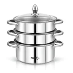Stainless Steel Steamer With Glass Lid Induction Base Modak, Momo Maker 24CM. Fixed Price $85.35.