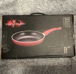 Hell's Kitchen 8" Non-stick Skillet Pressed Aluminum Red Electric Compatible. Fixed Price $25.00.