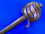 Rare Antique 1700S European Heavy Cavalry Broadsword Pallasch Pierced Basket. Fixed Price $2750.00.