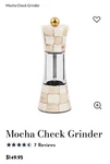 Mackenzie Childs Mocha Check Grinder. Fixed Price $85.00.