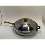 Vtg Skillet Saute Pan Stainless Steel Mcm Brass Handle Continental Cuisine. Fixed Price $32.99.