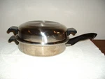 Colonial Ware Stainless Steel 11" Skillet W/ Dome Lid And 6 Egg Poacher Insert. Fixed Price $49.95.