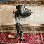 Vtg Russwin NO.3 Meat Grinder Wood Handle. Fixed Price $22.50.
