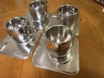 Brazil Tramontina Espresso Set Cups Plates 8PC Inox Stainless Steel Double Wall. Fixed Price $65.00.