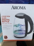 Aroma 1.7L Glass Cordless Electric Kettle Led Base Digital Panel 1500W. Fixed Price $22.79.