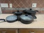Imperial Ceramic Nonstick Black Set 3 Qt, 4.5 7 Pots And Frying Pan. Fixed Price $199.99.
