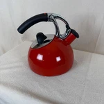 Oxo Good Grips Uplift Red Enamel Stainless Steel Whistling Stovetop Tea Kettle. Fixed Price $25.00.
