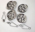 Stainless Steel Escargot Plates Set 4 W/ Tongs 6 Well Snail Serving Dish. Fixed Price $34.99.