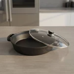 Versatile 12-INCH Cast Iron Skillet With Tempered Glass Lid For Kitchen & Camp. Fixed Price $93.92.
