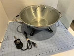 Presto Silver Stainless Steel Electric Wok Skillet With Glass Lid Perfect Works. Fixed Price $41.21.