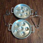 France 6" Escargot Snail 2 Tongs Stainless & Plates Holes Aluminum Vintage. Fixed Price $20.00.