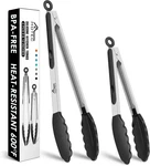 Hotec Premium Stainless Steel Locking Kitchen Tongs With Silicon Tips, Set Of 2-. Fixed Price $12.25.