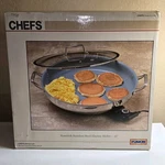 New Old Stock Chefs Stainless Steel Electric Skillet 16" W/ Glass Lid #30785. Fixed Price $180.00.