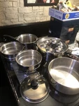 7PC Saladmaster Cookware 18-8 Tri Clad Stainless Steel Waterless T304S. Fixed Price $250.00.
