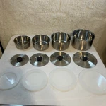 Vintage Fagor Stainless Steel Cookware Set Of 4 Diff Sizes Strainer Lids Pots. Fixed Price $119.94.