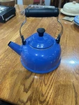 Creuset Q3101-59 Enamel On Steel Whistling Tea Kettle 1.7 Qt. Marseille Blue. Fixed Price $35.00.