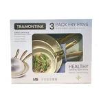 Tramontina Swiss Crystal Ceramic Interior 3-PACK Fry Pan Set, Cream & Gold. Fixed Price $53.08.