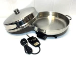 Vintage Farberware 344A Electric Skillet 12" Stainless Steel High Dome Lid Usa. Fixed Price $69.99.