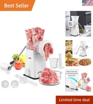 Manual Meat Grinder With Durable Stainless Steel Blades & Suction Base - White. Fixed Price $44.99.