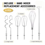 6PCS Hand Mixer Attachments Beater Dough Hooks Whisk Blending Rod Stainless. Fixed Price $16.75.