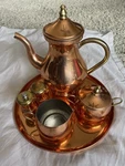 Vtg Portugal Copper Coffee Tea Pot Set With Tray By Odi Old Dutch Intl. Fixed Price $50.00.