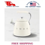 Smeg Stainless-steel Whistling Tea Kettle, 2.5-QT Cream. Fixed Price $107.96.