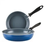 Farberware Ceramic Cookware Set Teal Gray 9" 11" Twin Pack Skillets. Fixed Price $11.19.